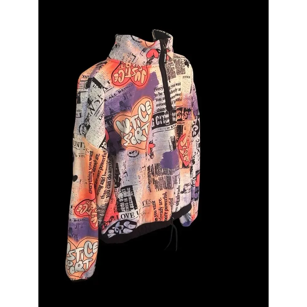 Justice Girls Quarter Zip Jacket Size 16P Colorful Design